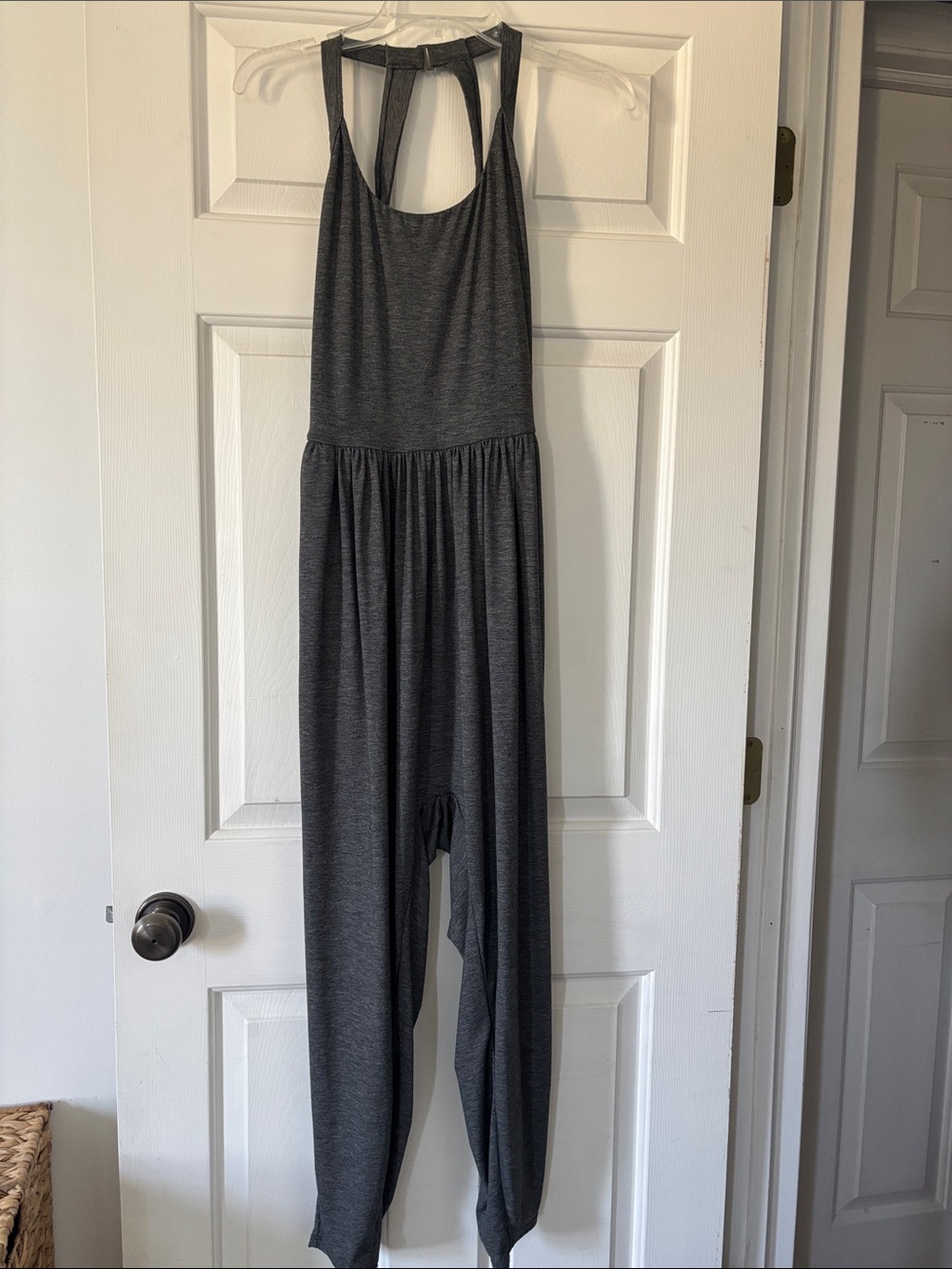 HALARA Dark Gray Sleeveless Jumpsuit with Gathered Waist